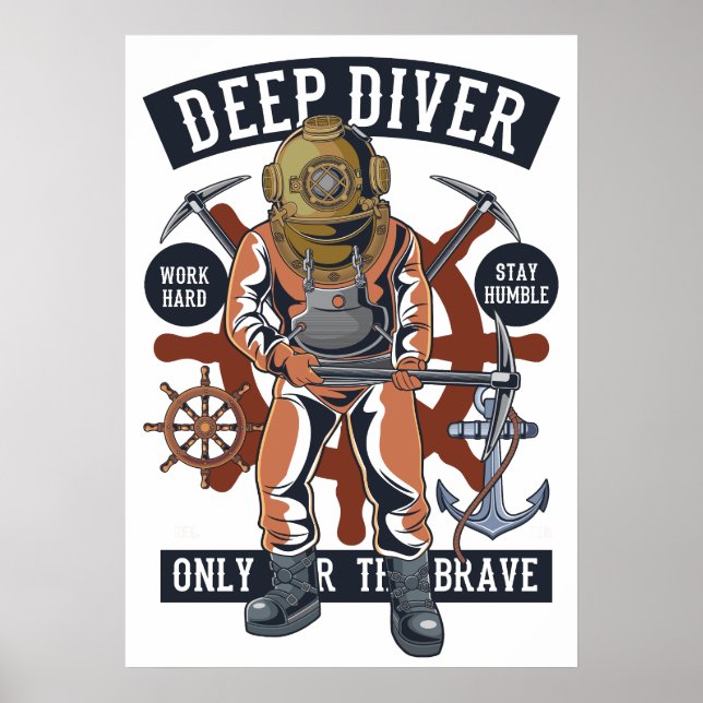 Vintage Deep Diver Poster (Front)