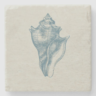 Vintage Deep Ocean Blue Shell Stone Coaster