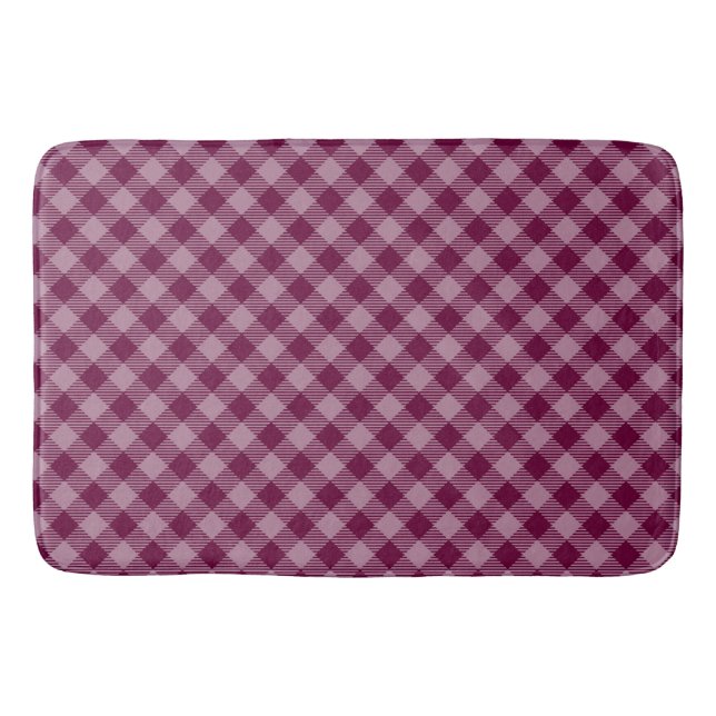 Vintage Deep Pink Check Gingham Pattern Bath Mat (Front)