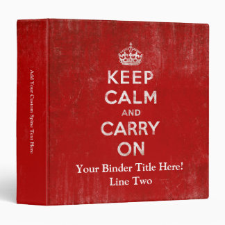 Vintage Deep Red Distressed Keep Calm and Carry On Binder