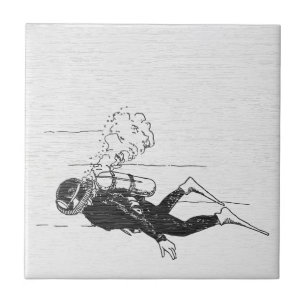 Vintage Deep Sea - Scuba Diver Tile