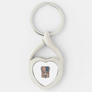 Vintage Deer American Flag Hunting Shirt Design_1 Keychain