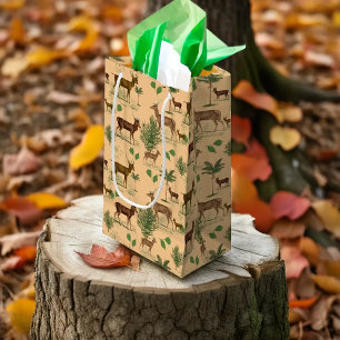 Vintage Deer And Trees Small Gift Bag