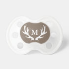 Vintage deer antler baby pacifier with monogram