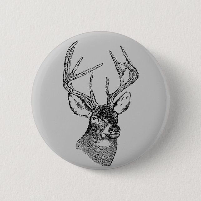 Vintage deer art graphic 2 inch round button (Front)