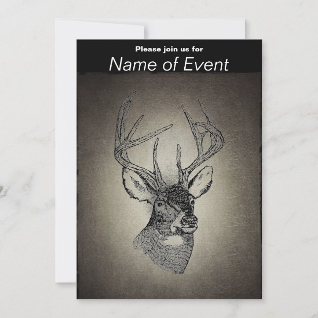Vintage deer art graphic invitation (Front)