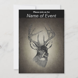 Vintage deer art graphic invitation