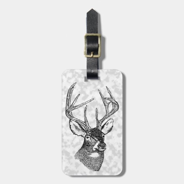 Vintage deer art graphic luggage tag (Front Vertical)