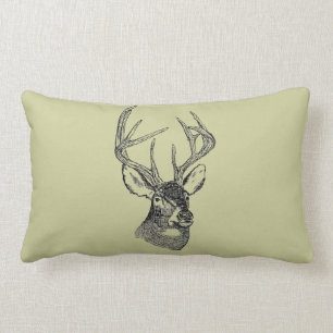Vintage deer art graphic lumbar pillow