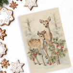 Vintage Deer Christmas Winter Aged Decoupage Tissue Paper<br><div class="desc">This design may be personalized by choosing the Edit Design option. You may also transfer onto other items. Contact me at colorflowcreations@gmail.com or use the chat option at the top of the page if you wish to have this design on another product or need assistance. See more of my designs...</div>
