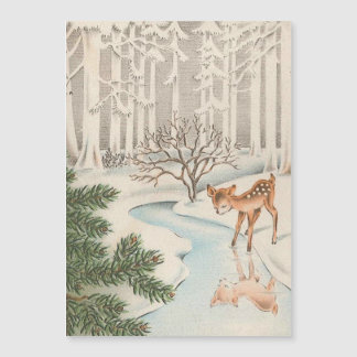 Vintage Deer in the Snow Holiday Card