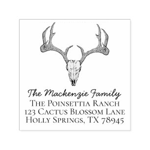 Vintage Deer Reindeer Antlers Return Address Self-inking Stamp