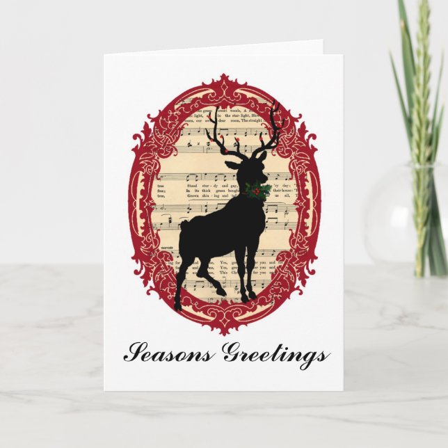 Vintage Deer Seasons Greetings Christmas Card (Front)
