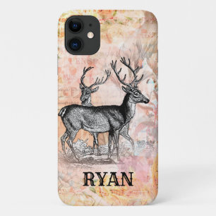 Vintage Deer Woodland Animal with Name iPhone 11 Case