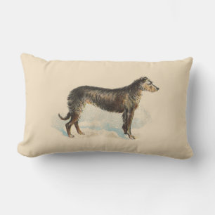 Vintage Deerhound Print Pink Lumbar Pillow