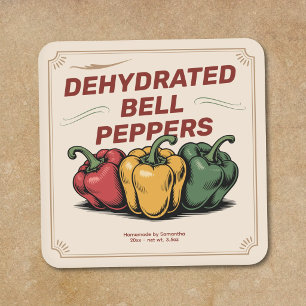 Vintage Dehydrated Bell Peppers Label Sticker