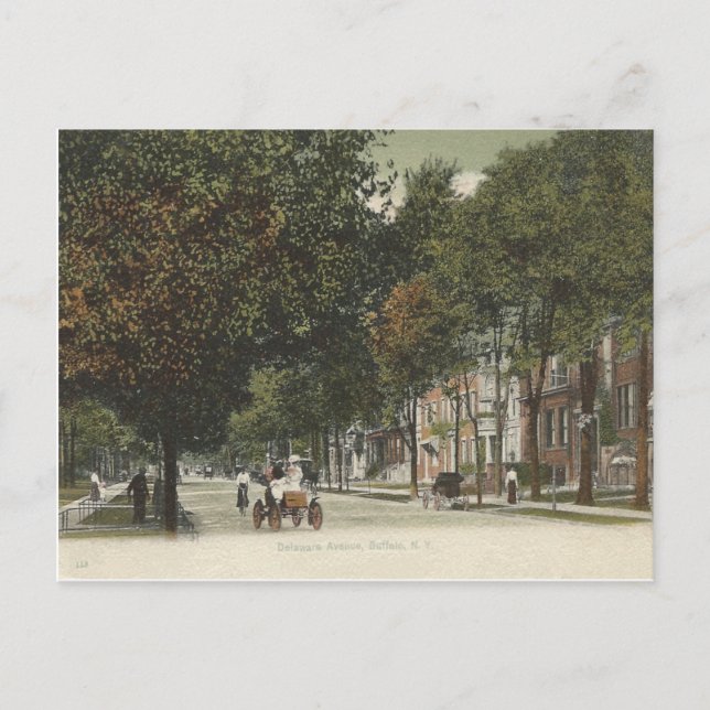 Vintage Delaware Ave. Buffalo, New York Postcard (Front)