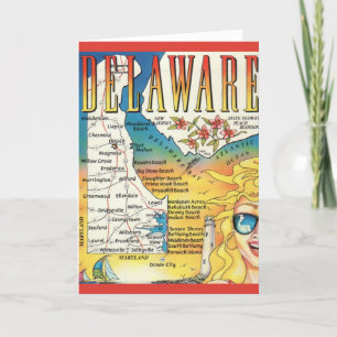 Vintage Delaware Map  Card