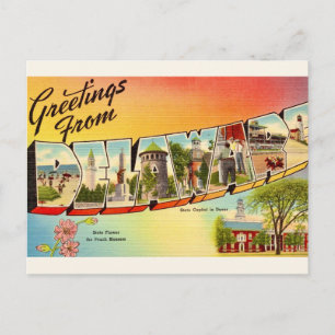 Vintage Delaware Map Postcard