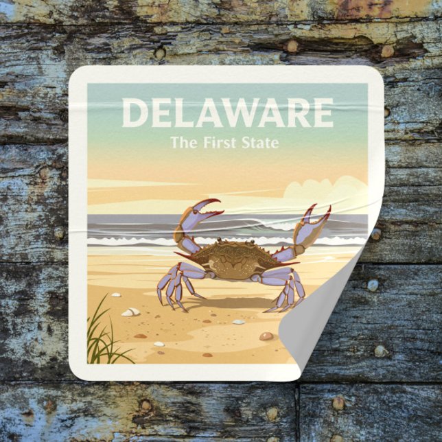 Vintage Delaware Square Sticker (Creator Uploaded)