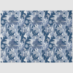 Vintage delft blue Chinoiserie china pagoda Tissue Paper