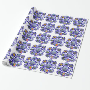 Vintage Delft Blue Delftware Holland Pattern Wrapping Paper