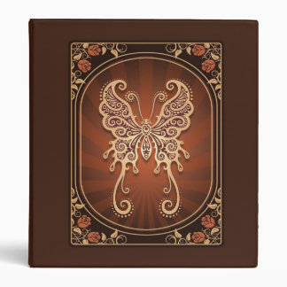 Vintage Delicate Brown Butterfly Binder