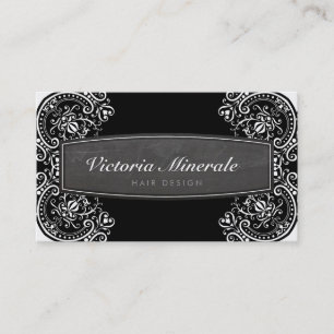 VINTAGE delicate filigree chalkboard black white Business Card