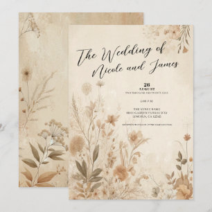 Vintage Delicate Floral Botanical Boho Wedding  Invitation