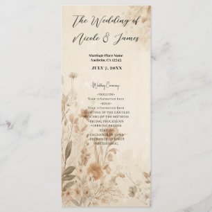 Vintage Delicate Floral Botanical Boho Wedding  Program