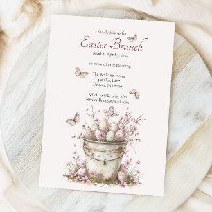 Vintage Delicate Springtime Pastel Easter Brunch Invitation