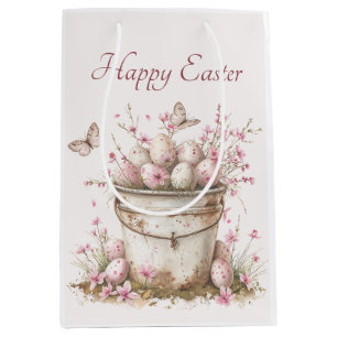 Vintage Delicate Springtime Pastel Easter Brunch Medium Gift Bag