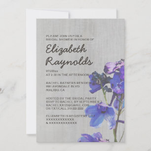 Vintage Delphinium Bridal Shower Invitations