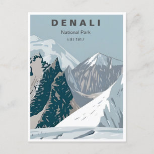 Vintage Denali National Park Alaska Mount Hunter Postcard