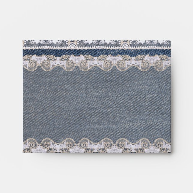 Vintage Denim and Lace Note Envelope (Front)
