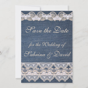 Vintage Denim and Lace Save the Date