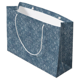 Vintage Denim Inspired Pattern Large Gift Bag