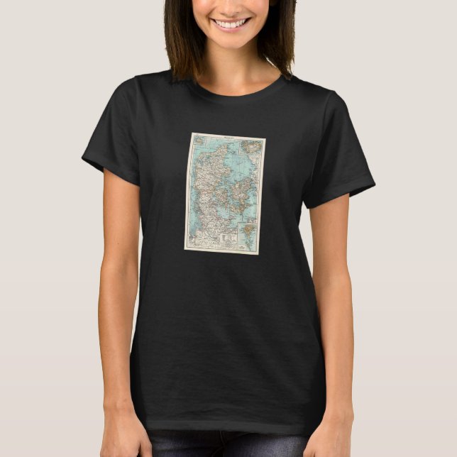 Vintage Denmark Map 1900 T-Shirt (Front)