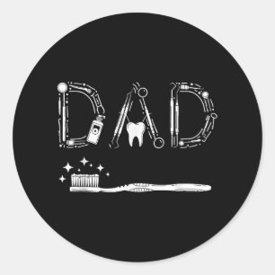 Vintage Dentist Dad Father Grandpa Father's Day Me Classic Round Sticker