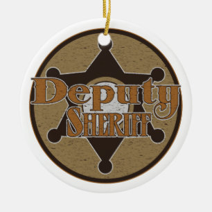 Vintage Deputy Sheriff Ceramic Ornament