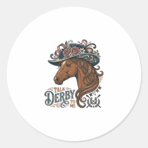 Vintage Derby Horse Floral Hat Shirt Design_1 Classic Round Sticker