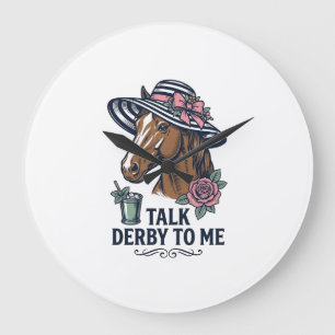 Vintage Derby Horse Hat Talk Derby To Me Design Large Clock