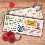 Vintage Derby Horse Racing Party Ticket Invitation<br><div class="desc">VIP Vintage Derby Horse Racing Party Ticket with fun fonts,  race horse,  Victorian woman with a big hat,  mint julep on a light vintage background.</div>