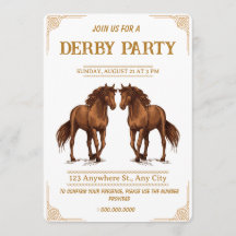 Vintage Derby Party Invitation with Elegant Horses
