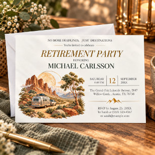 Vintage Desert Caravan RV Retirement Celebration Invitation
