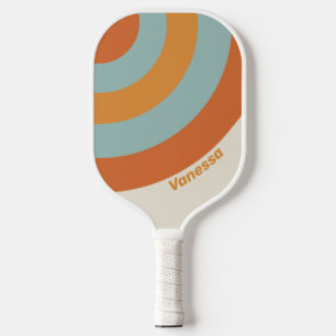 Vintage Desert Flower Circle Stripe with Name Pickleball Paddle