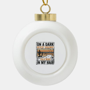 Vintage Desert Highway Wind Graphic T-Shirt Design Ceramic Ball Christmas Ornament