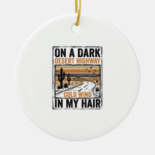 Vintage Desert Highway Wind Graphic T-Shirt Design Ceramic Ornament