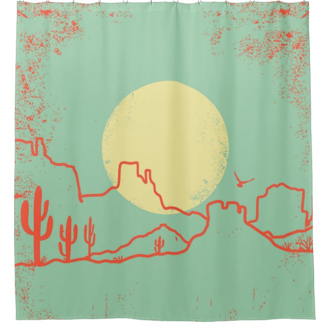 Vintage Desert landscape with Cactuses and Canyon. (Front)