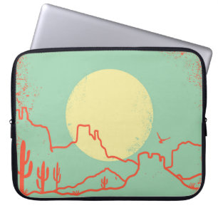 Vintage Desert landscape with Cactuses and Canyon. Laptop Sleeve